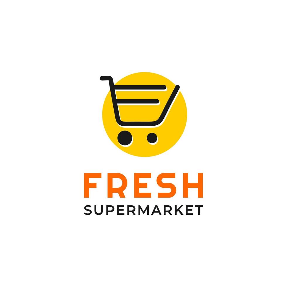 logotipo de supermercado fresco com letra f. design de loja rápido vetor