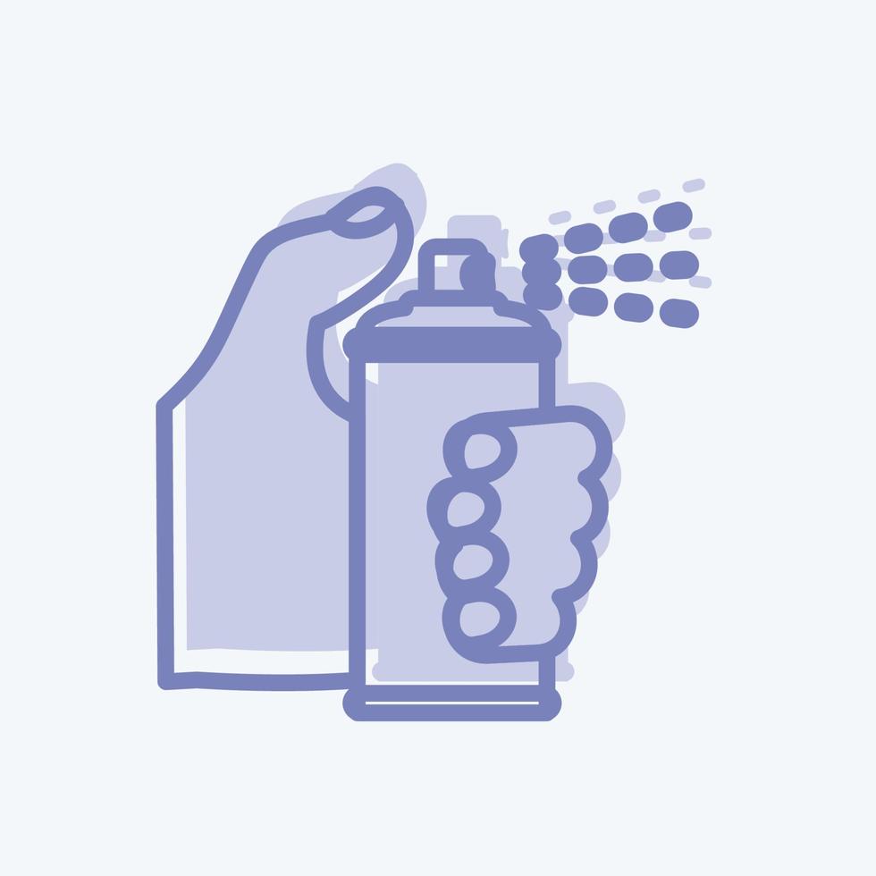 ícone segurando o frasco de spray. adequado para o símbolo de ações de mão. estilo de dois tons. design simples editável. vetor de modelo de design. ilustração de símbolo simples