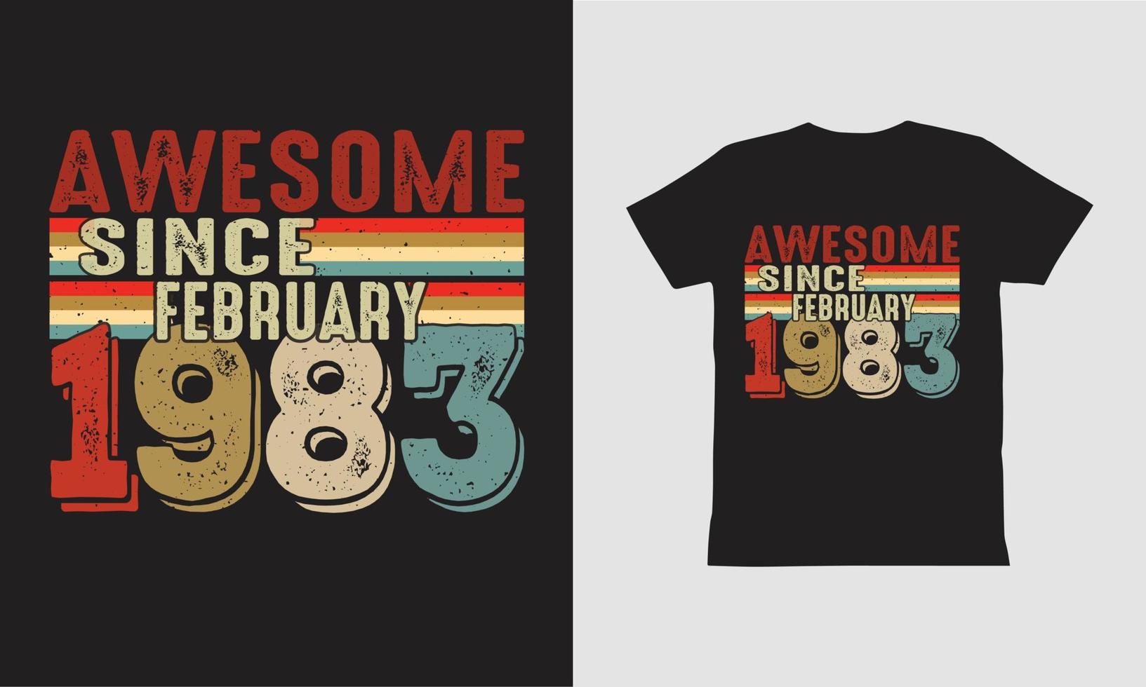 impressionante desde fevereiro de 1983 design de camiseta. vetor