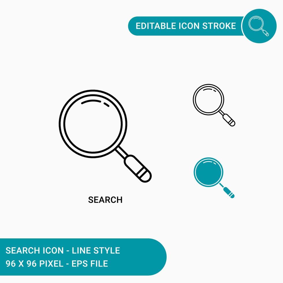 ícones de busca definir ilustração vetorial. estilo de linha de ícone editável. conceito de lupa em fundo branco isolado para web design, interface de usuário e aplicativo móvel vetor