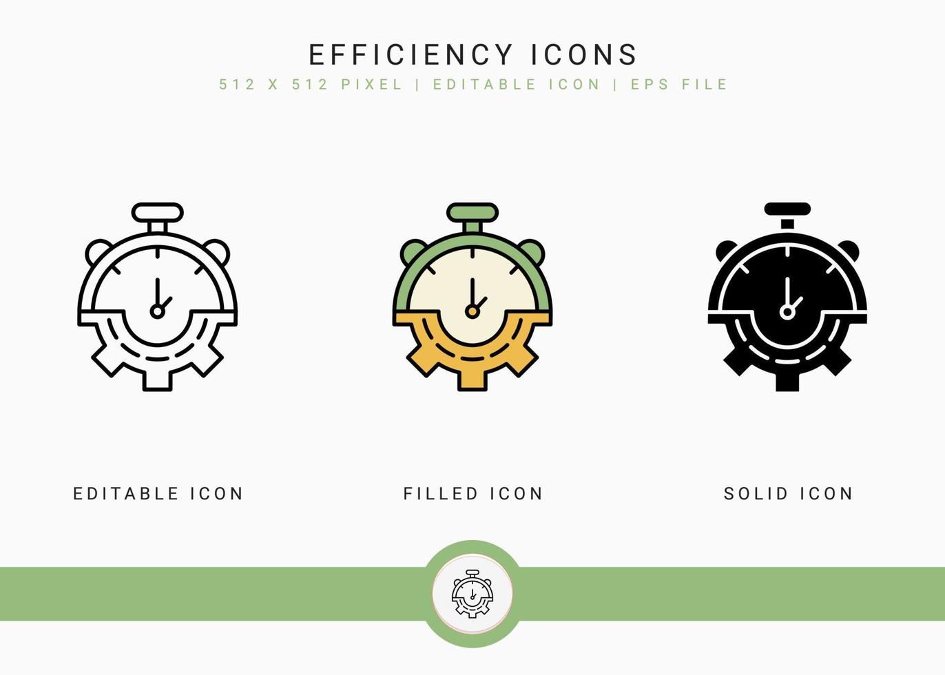 ícones de eficiência definir ilustração vetorial com estilo de linha de ícone sólido. negócio cresce conceito de desenvolvimento. ícone de traçado editável em fundo isolado para web design, infográfico e aplicativo móvel ui. vetor