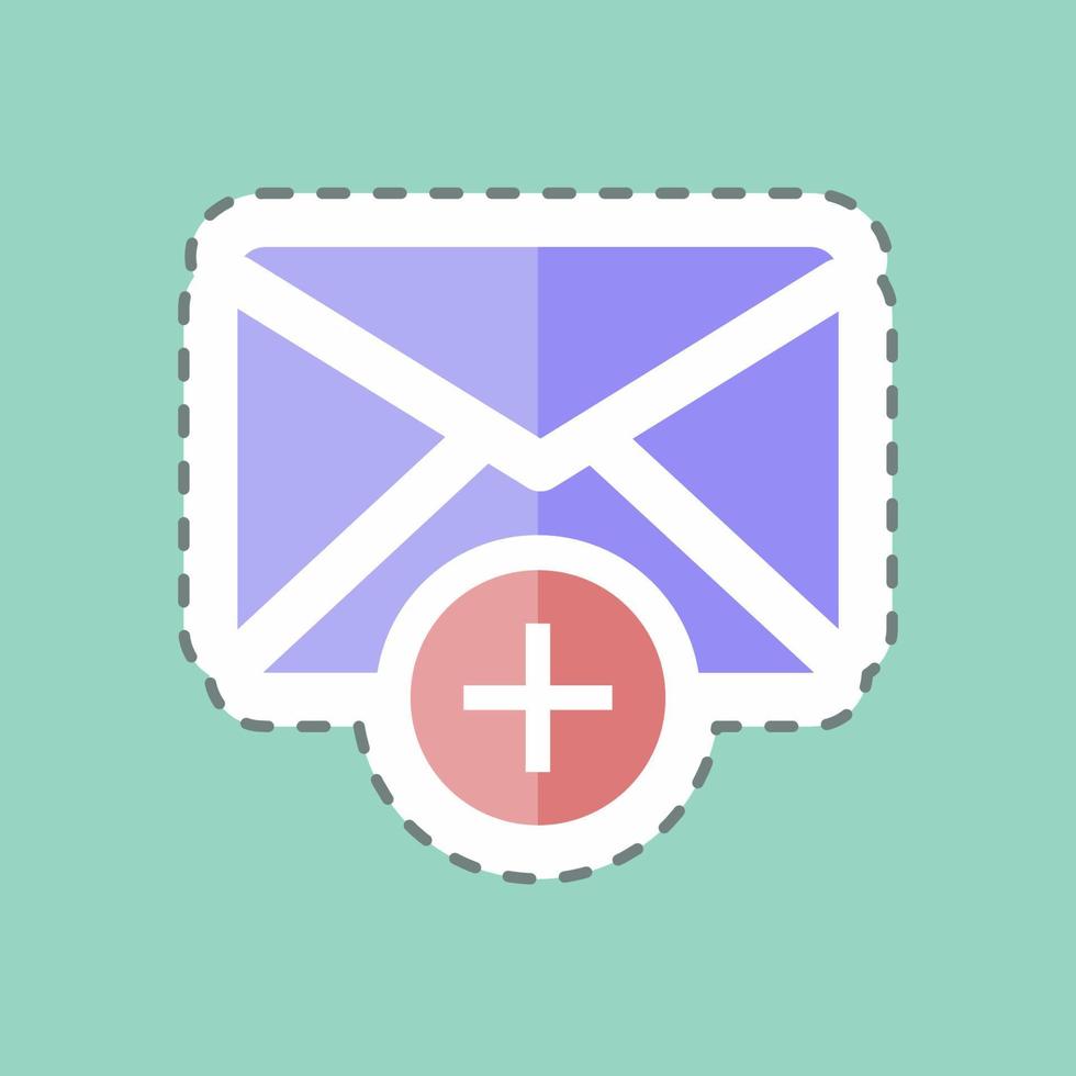 corte de linha de adesivo adicionar envelope. adequado para o símbolo da interface do usuário. design simples editável. vetor de modelo de design. ilustração de símbolo simples