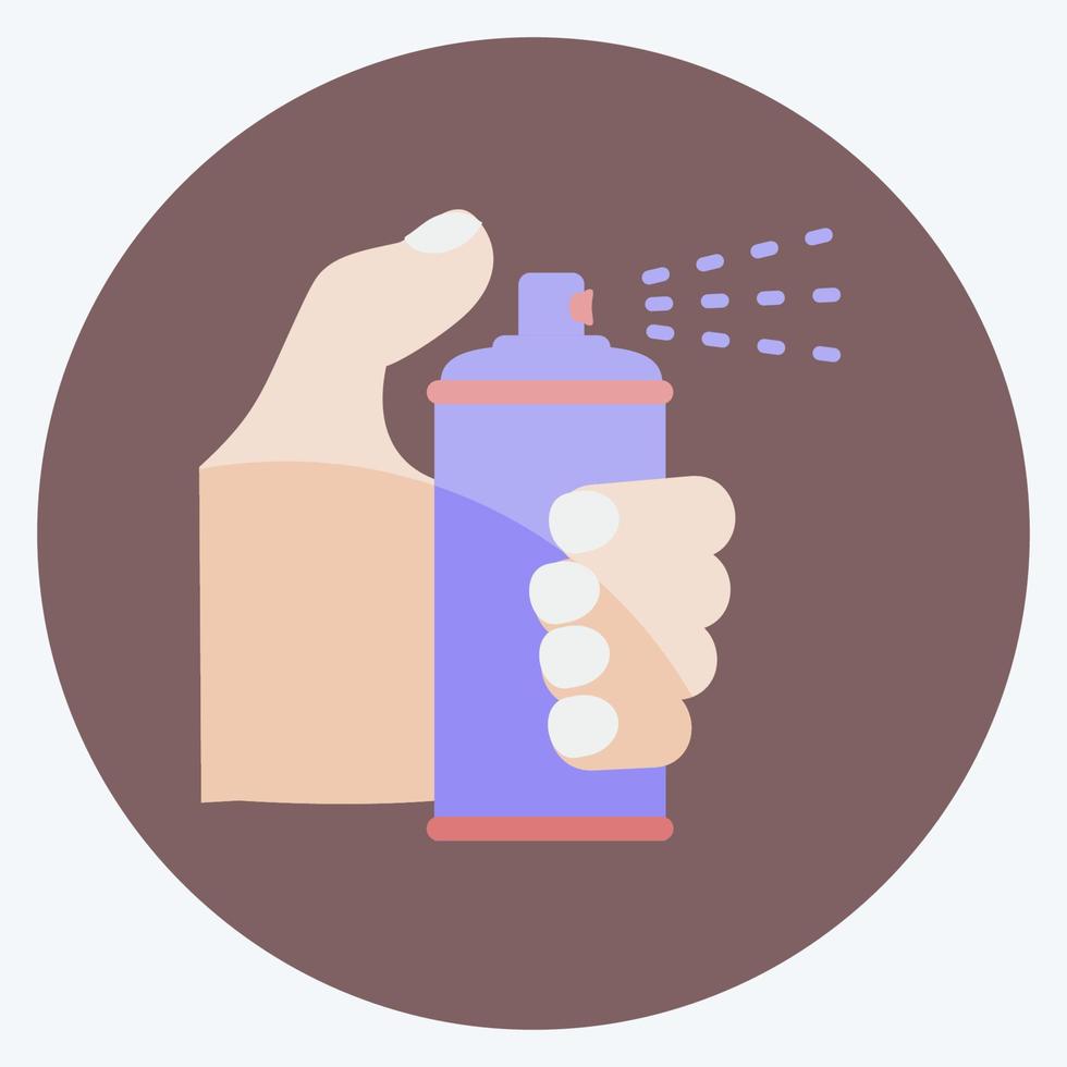 ícone segurando o frasco de spray. adequado para o símbolo de ações de mão. estilo plano. design simples editável. vetor de modelo de design. ilustração de símbolo simples