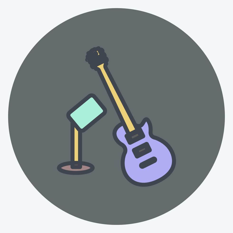 ícone de guitarra e microfone. adequado para símbolo de festa. estilo mate de cor. design simples editável. vetor de modelo de design. ilustração de símbolo simples