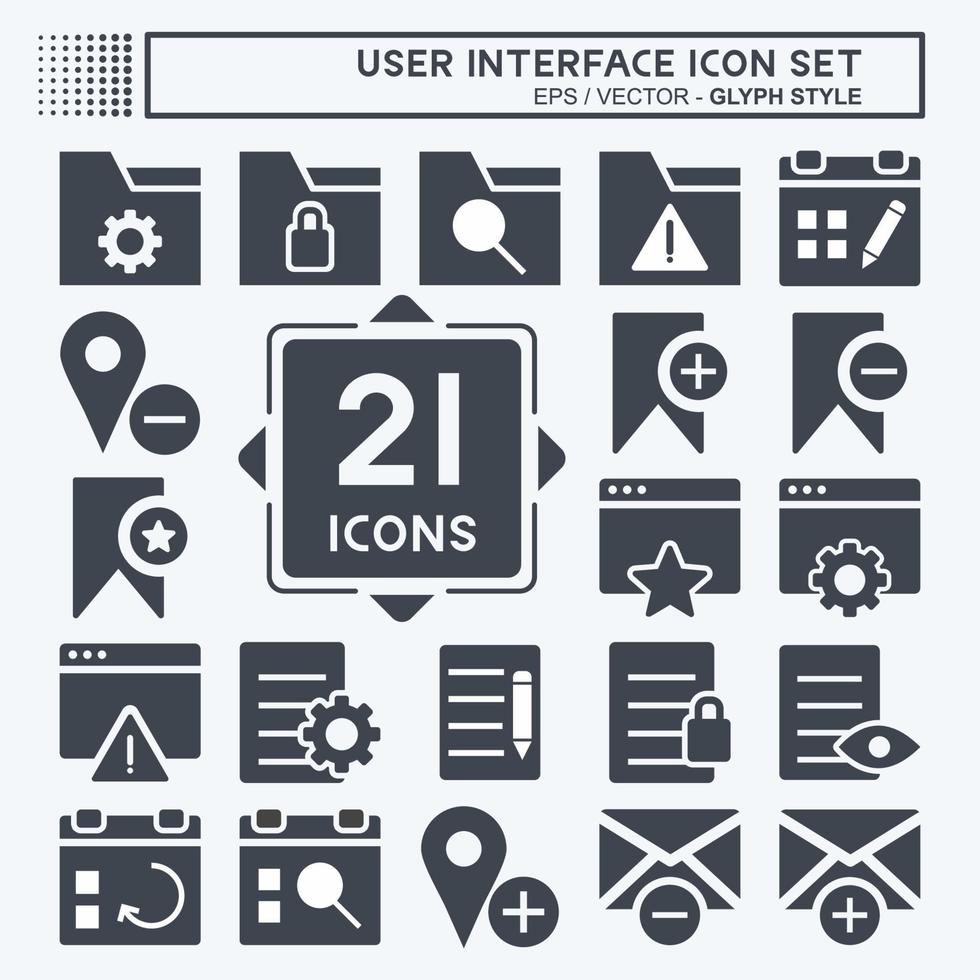 conjunto de ícones da interface do usuário. adequado para o símbolo de interface web. estilo de glifo. design simples editável. vetor de modelo de design. ilustração de símbolo simples