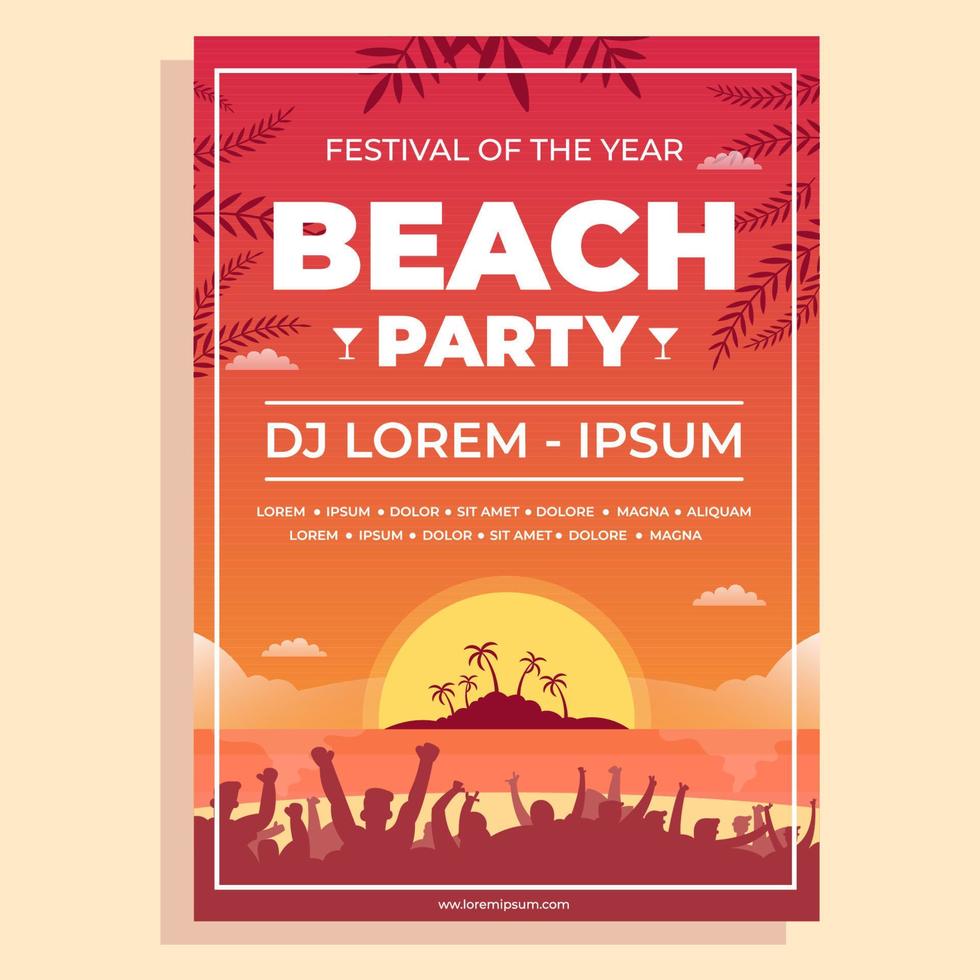 cartaz do festival de festa na praia vetor