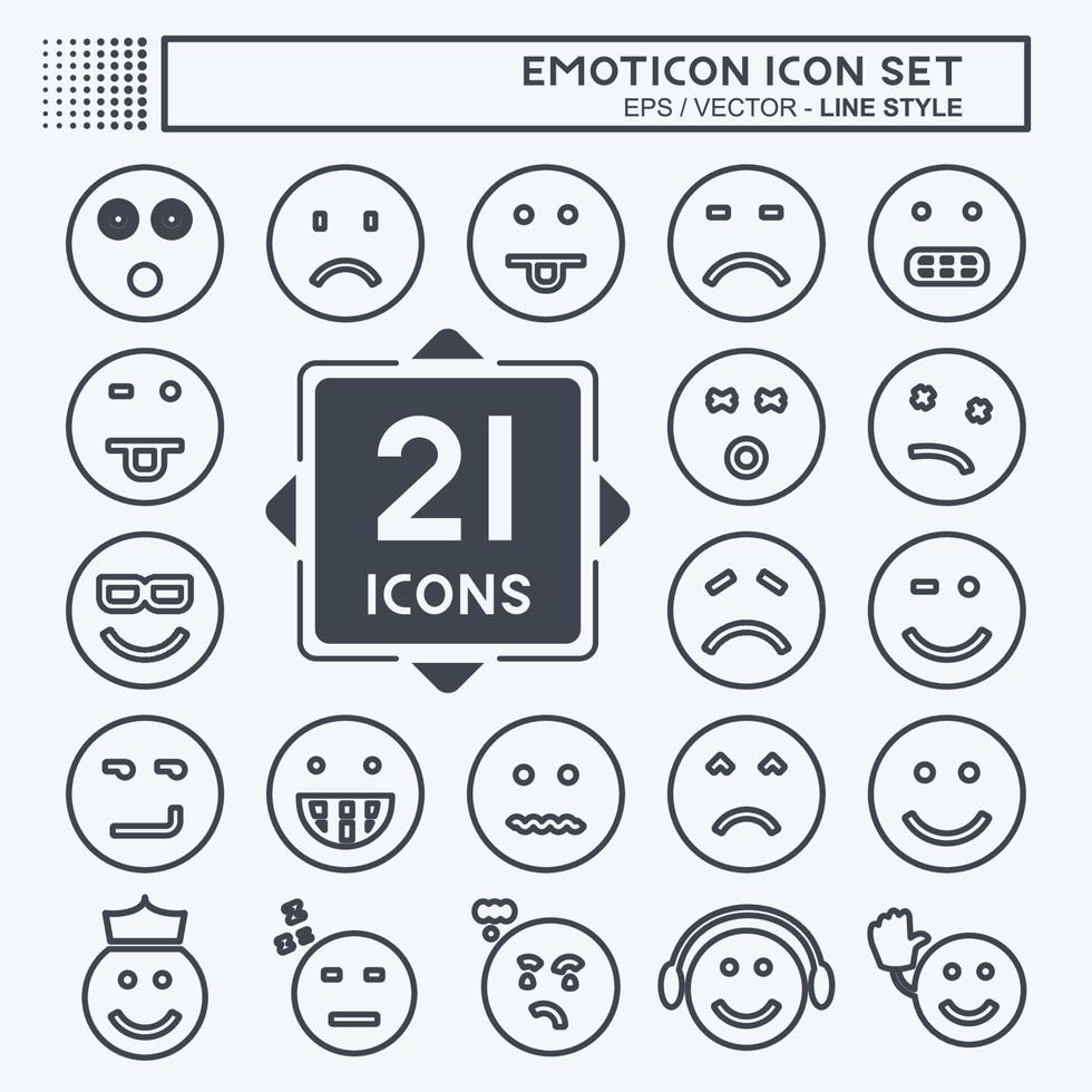 conjunto de ícones de emoticons. apropriado para o símbolo de educação. estilo de linha. design simples editável. vetor de modelo de design. ilustração de símbolo simples