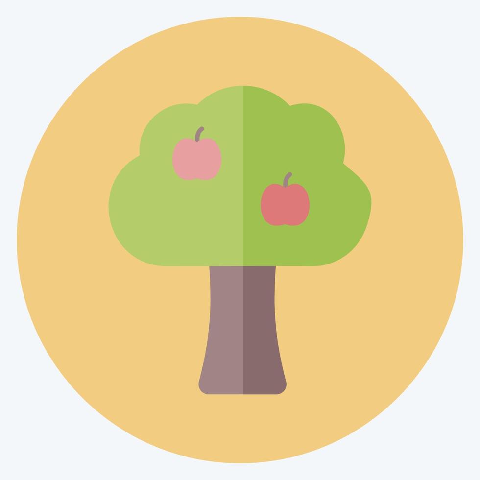 árvore frutífera de ícone. adequado para símbolo de jardim. estilo plano. design simples editável. vetor de modelo de design. ilustração de símbolo simples