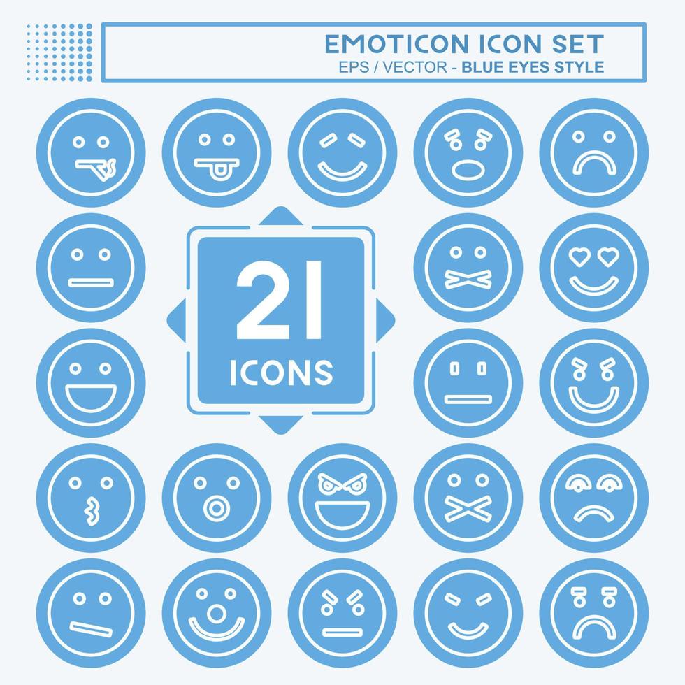 conjunto de ícones de emoticon ícone. apropriado para o símbolo de educação. estilo de olhos azuis. design simples editável. vetor de modelo de design. ilustração de símbolo simples