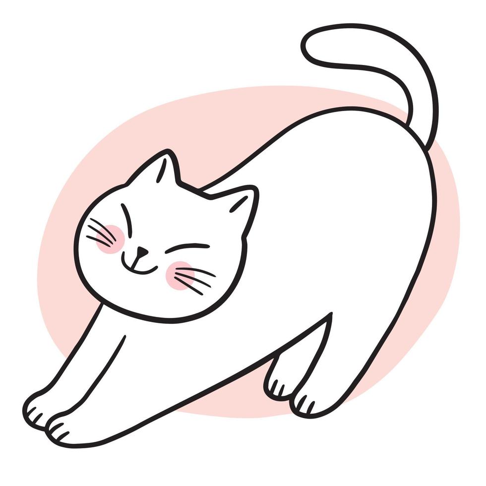 Vector Feliz Bonito Divertido Gatinho Branco Desenho Animado