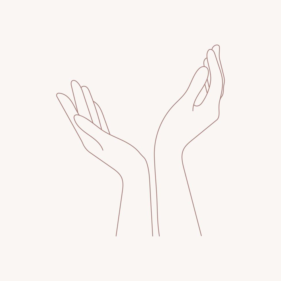 desenho de arte de linha contínua de casal de mãos em estilo minimalista moderno vetor