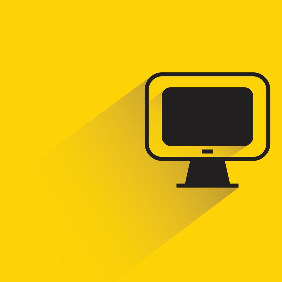 ilustração em vetor de fundo amarelo ícone de monitor de computador