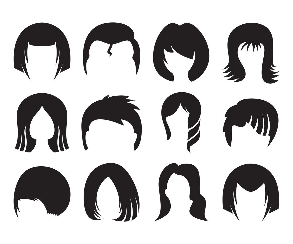 ícones de penteado masculino e feminino vetor