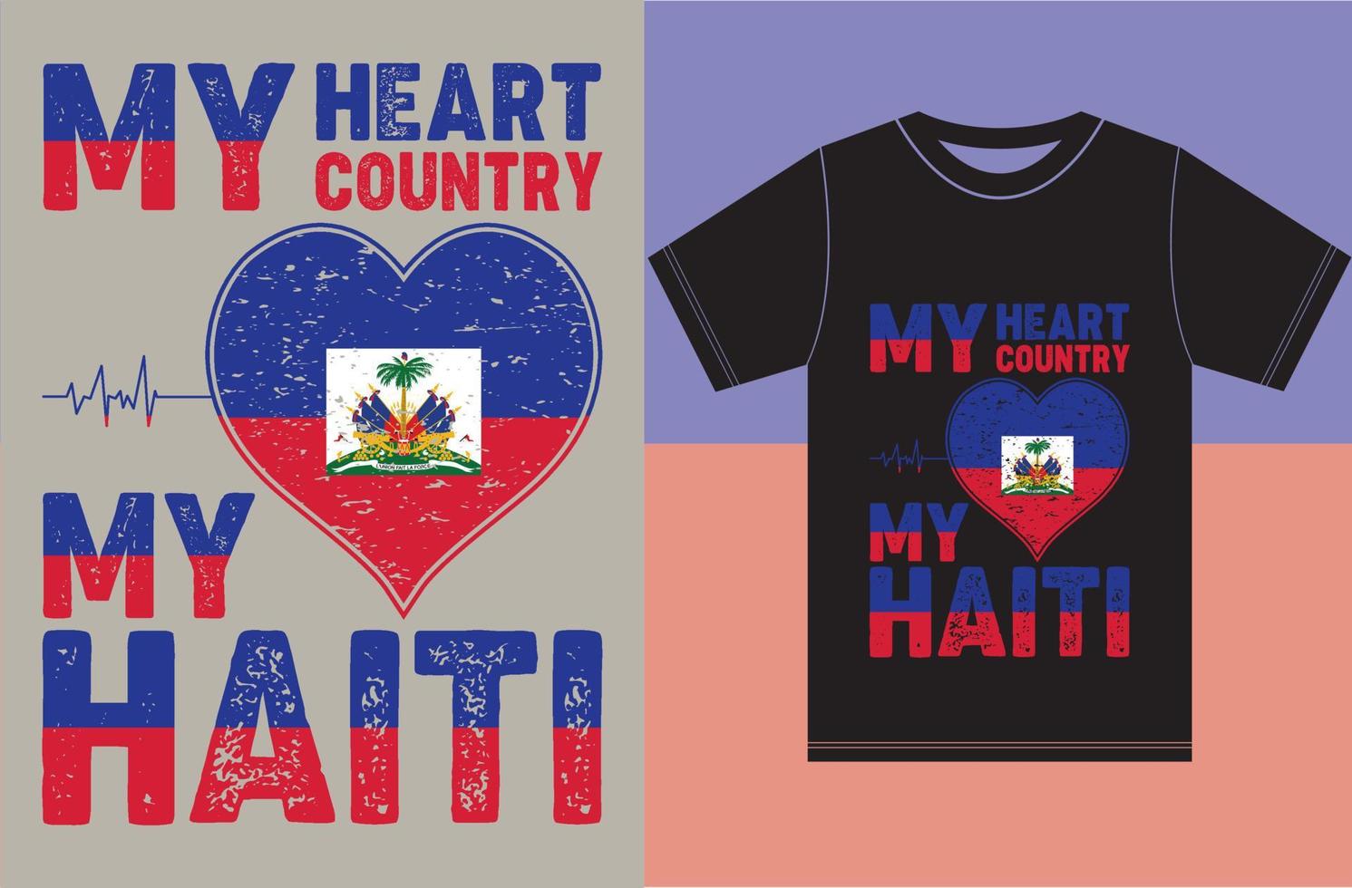 meu coração, meu país, meu Haiti. desenho vetorial de tipografia vetor