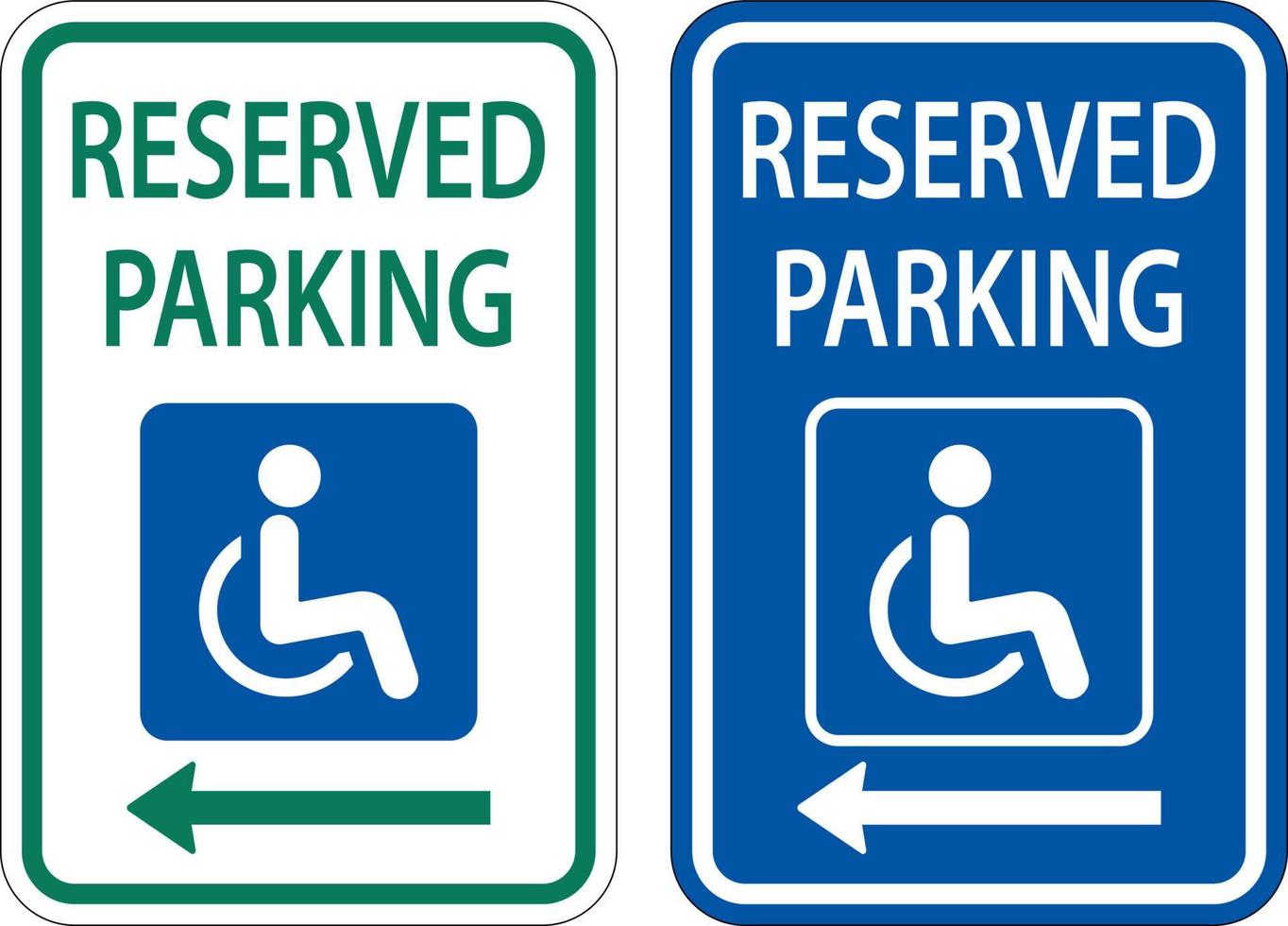 sinal de estacionamento reservado acessível, seta para a esquerda vetor