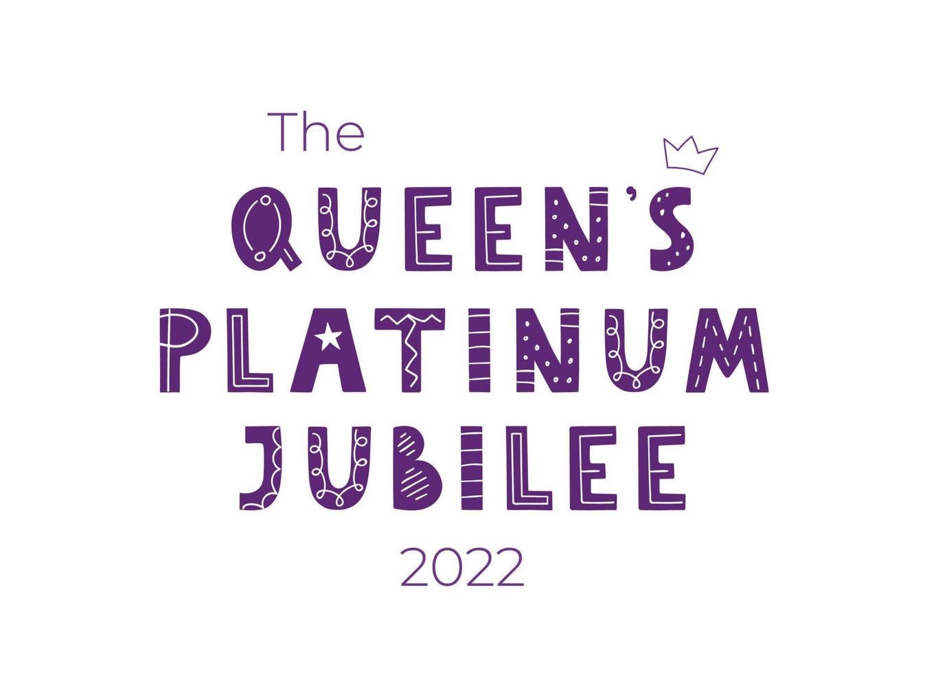 jubileu de platina da rainha. celebração rainha elizabeth. letras desenhadas à mão. design para banner, cartão, folheto e muito mais. vetor