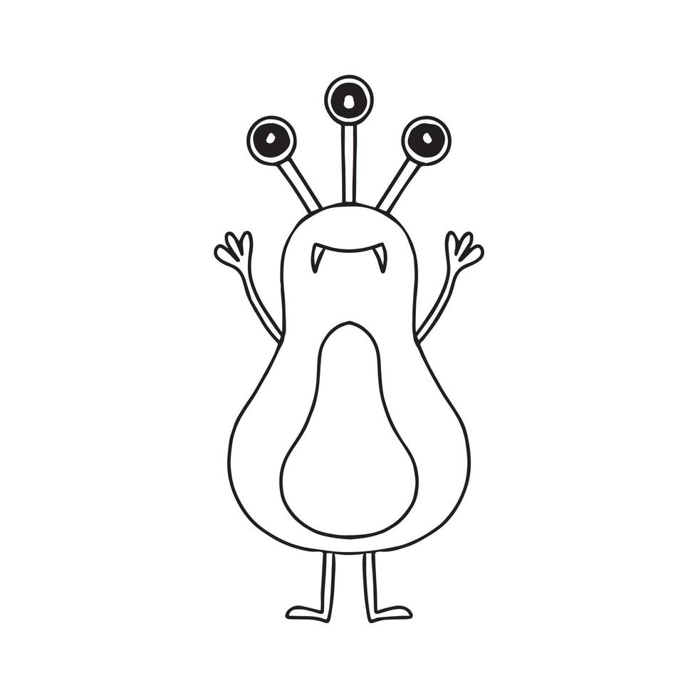 monstro fofo infantil. estilo doodle. alienígena desenhado. ilustração vetorial. vetor