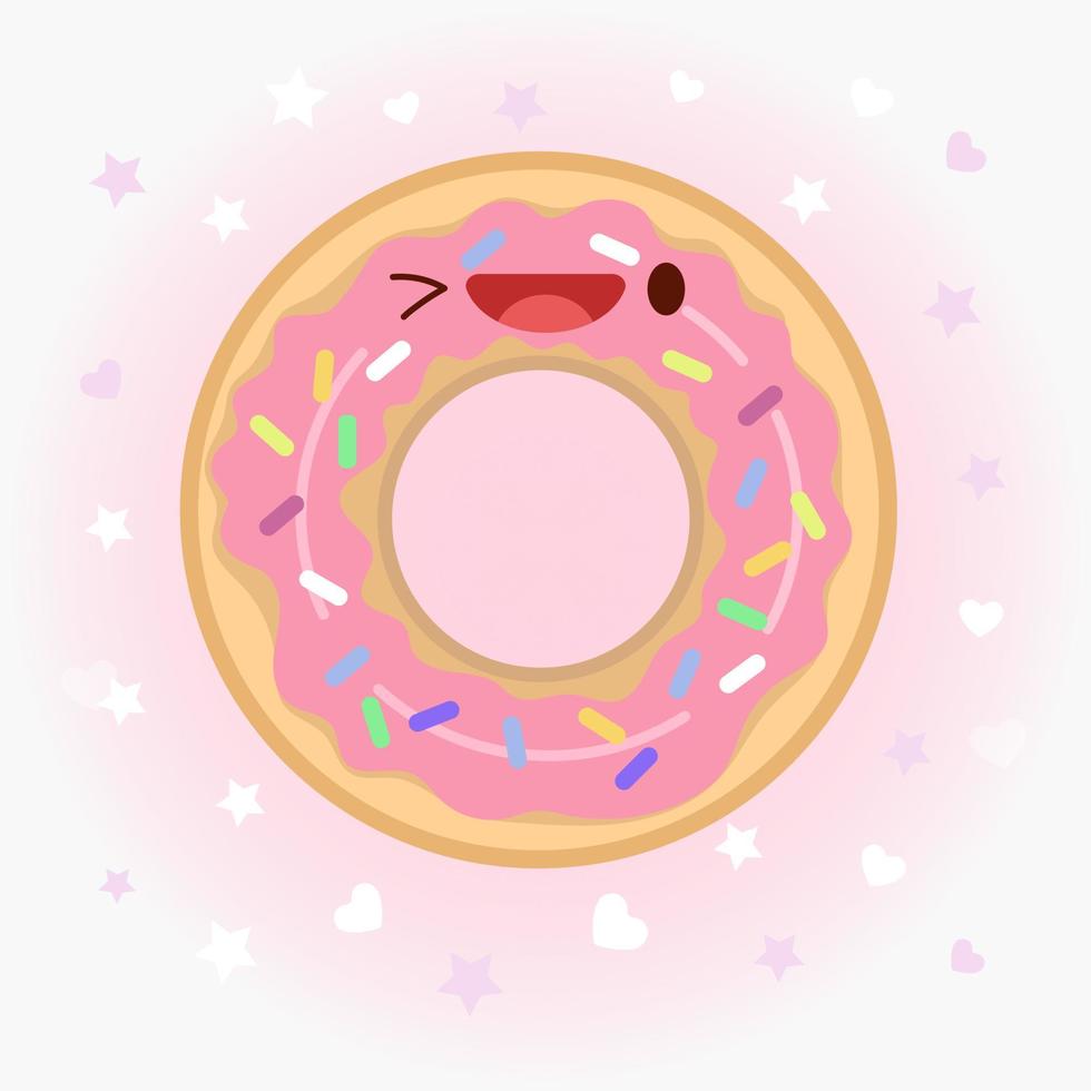 ilustração de ícone de vetor de rosquinha bonitinha. logotipo dos desenhos animados da etiqueta do donut. conceito de ícone de comida. estilo de desenho plano adequado para página de destino da web, banner, adesivo, plano de fundo. rosquinha kawaii.