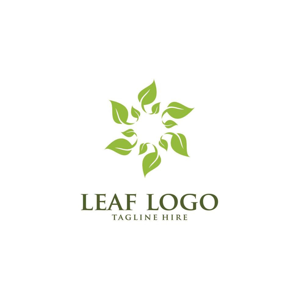 ícones de vetor de design de logotipo de folha verde