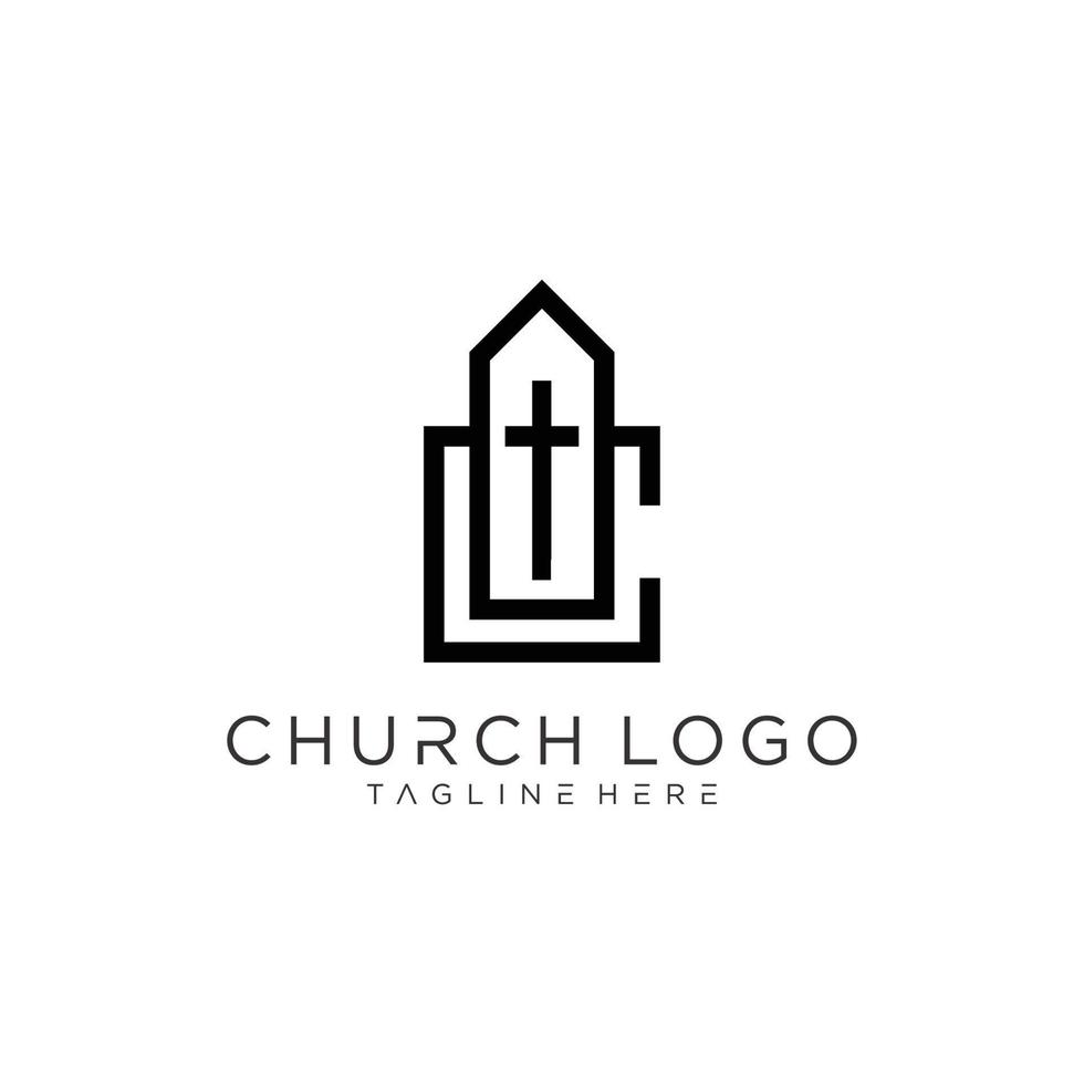 modelo abstrato gráfico de símbolo de logotipo de vetor de igreja