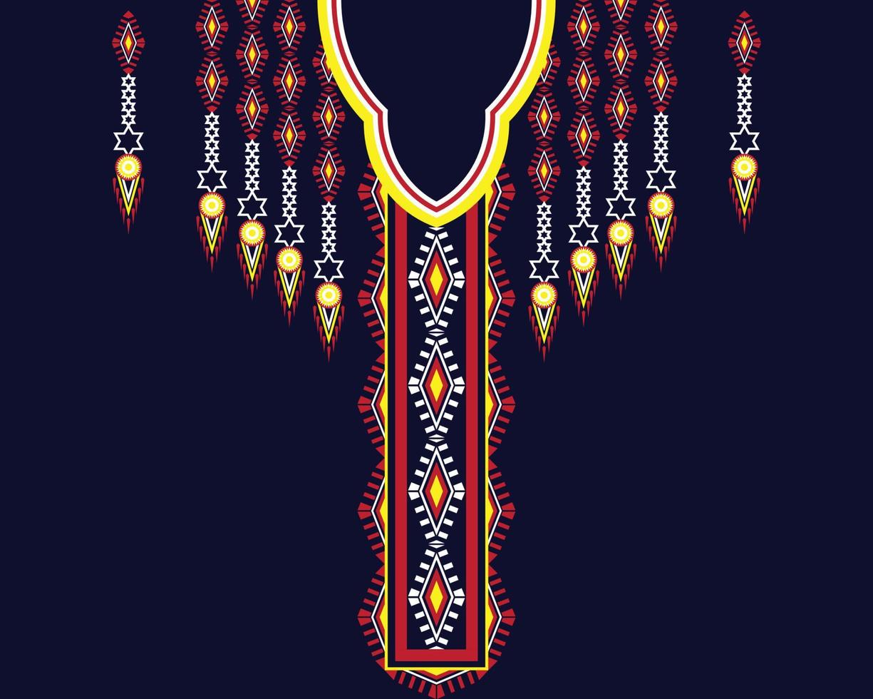 desenhos de bordado de colar tradicional étnico de padrão oriental geométrico para fundos de moda feminina, papéis de parede, roupas e envoltórios vetor