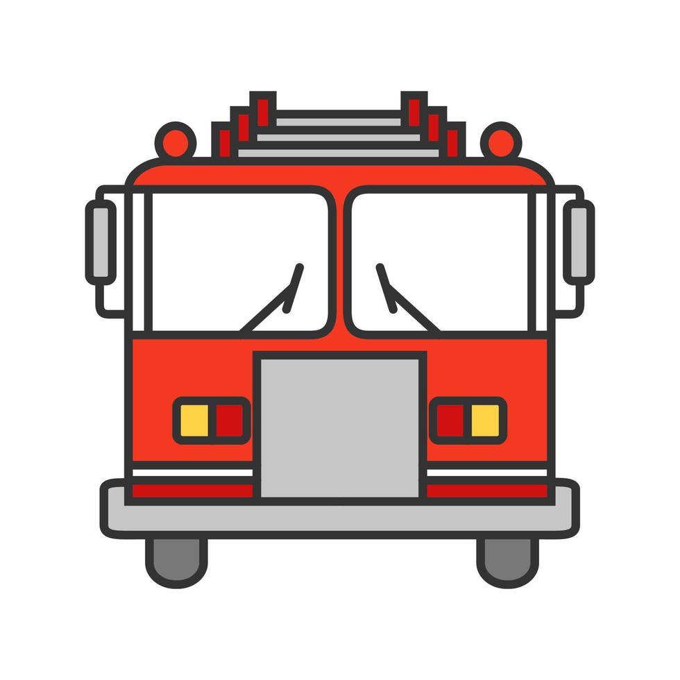 ícone de cor do carro de bombeiros. caminhão de combate a incêndio. ilustração vetorial isolada vetor