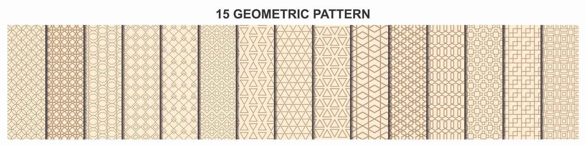 conjunto de padrões geométricos sem emenda. abstrato geométrico hexagonal, cubo, design gráfico de círculo. vetor