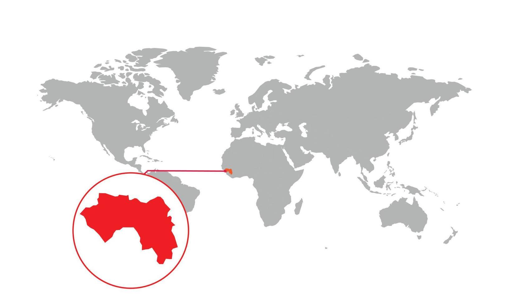 foco do mapa da Guiné. mapa do mundo isolado. isolado no fundo branco. ilustração vetorial. vetor