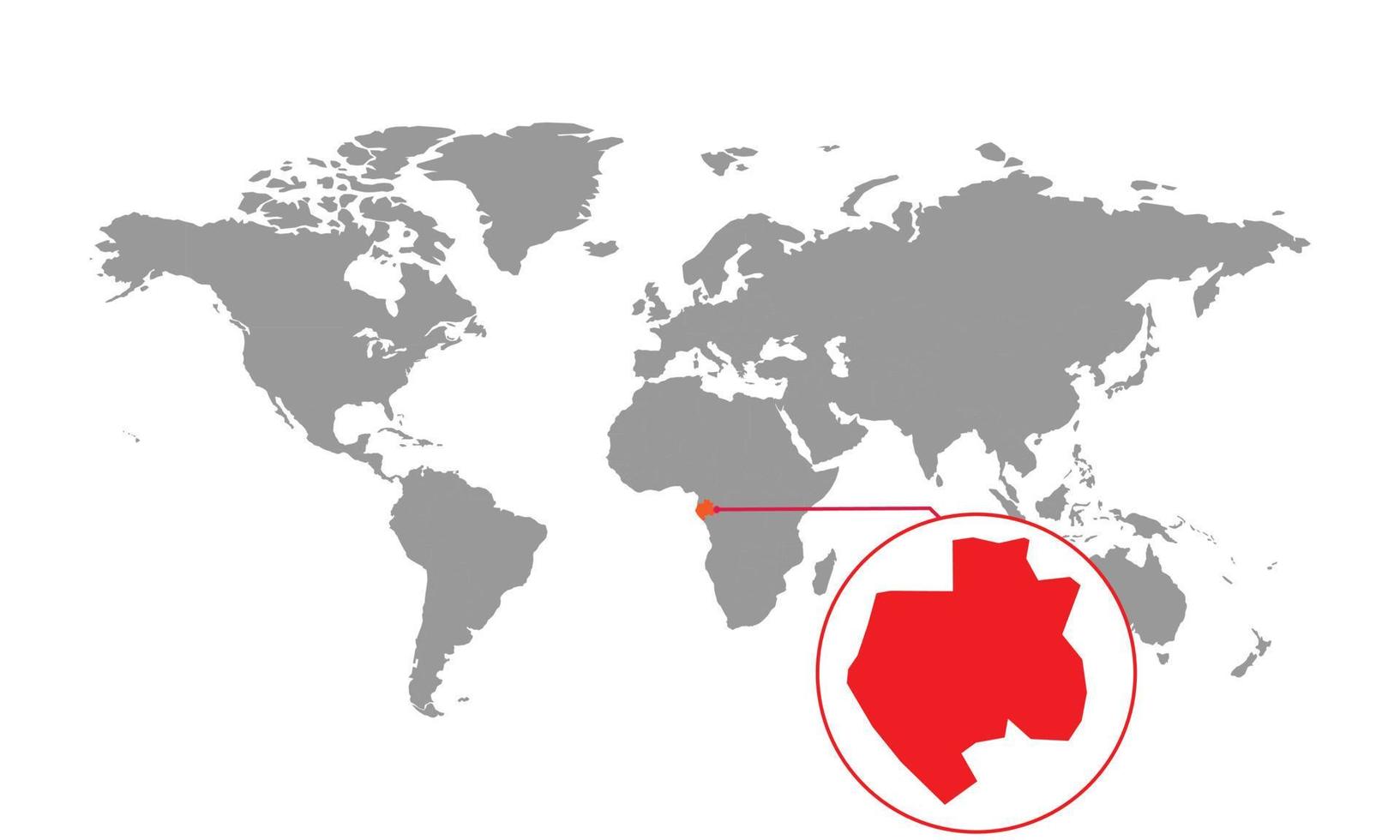 foco do mapa do gabão. mapa do mundo isolado. isolado no fundo branco. ilustração vetorial. vetor