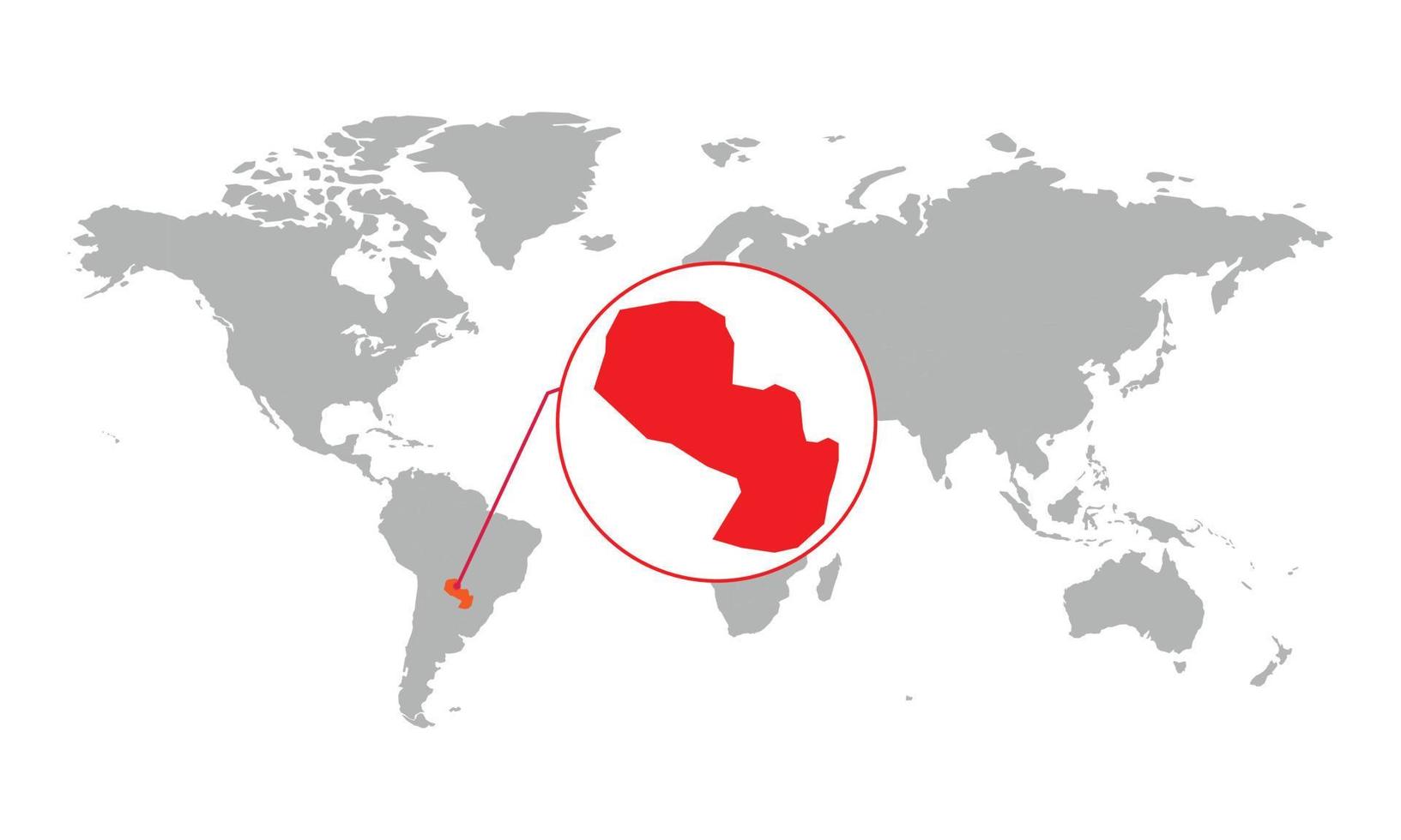 foco no mapa do paraguai. mapa do mundo isolado. isolado no fundo branco. ilustração vetorial. vetor