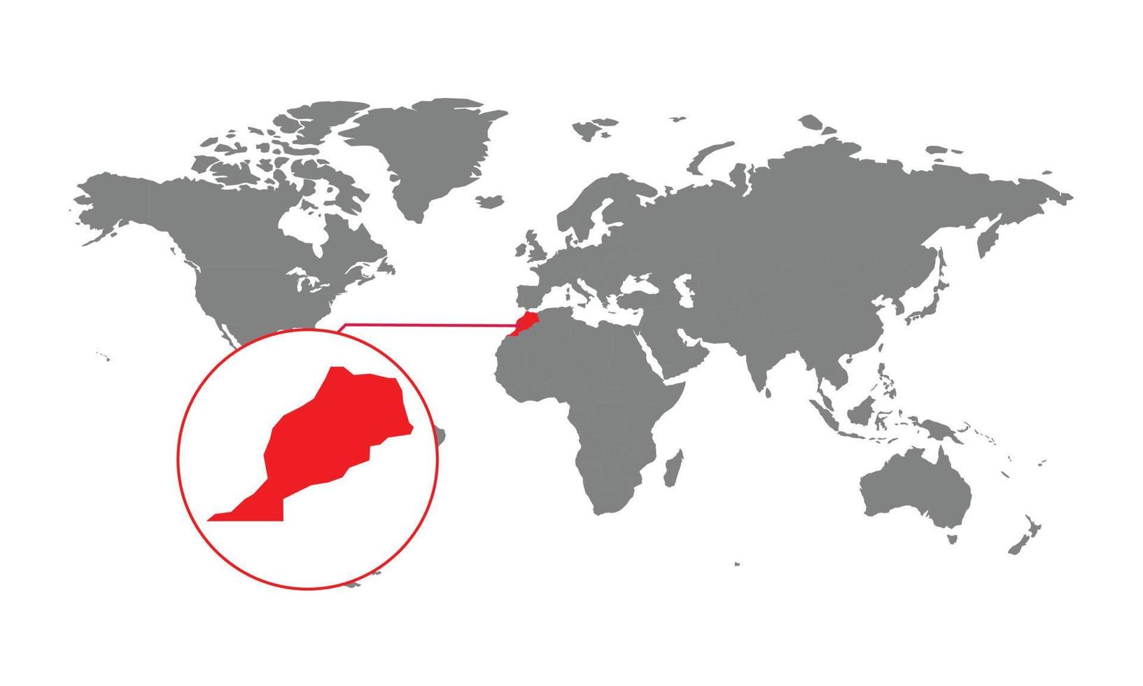 foco do mapa de Marrocos. mapa do mundo isolado. isolado no fundo branco. ilustração vetorial. vetor