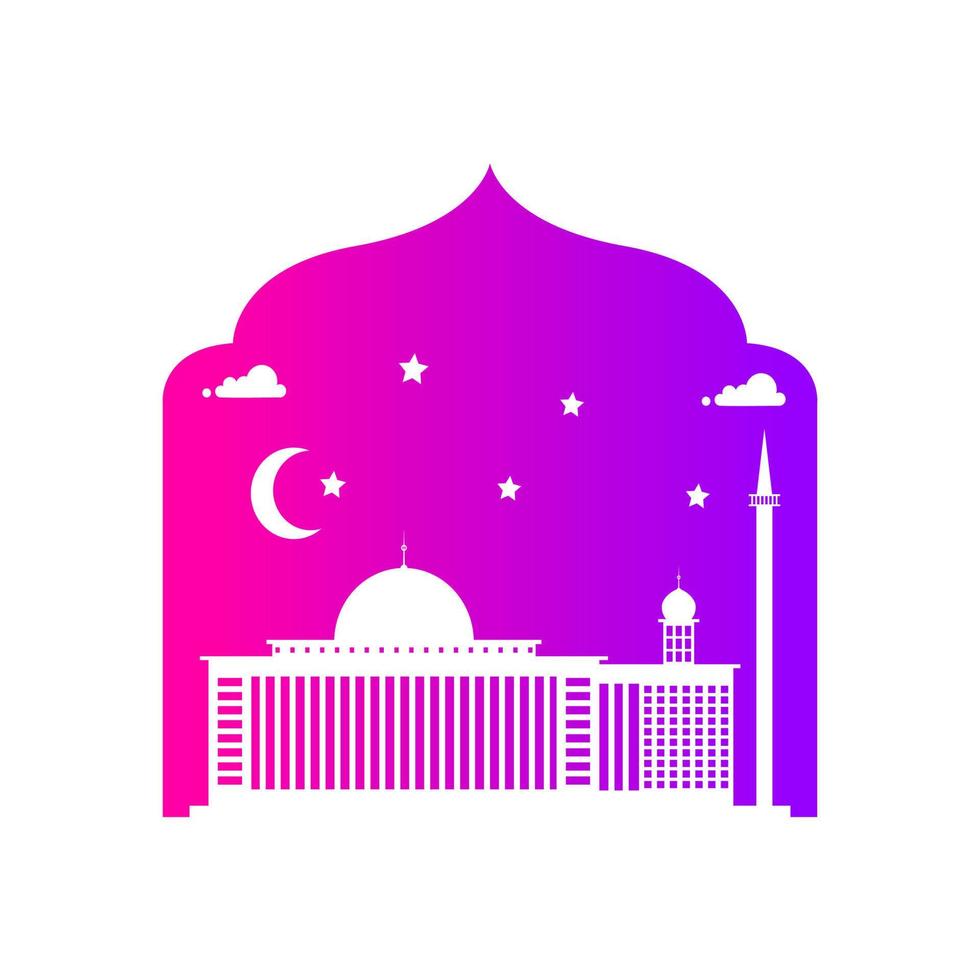 design de vetor simples roxo azul da mesquita do ramadã
