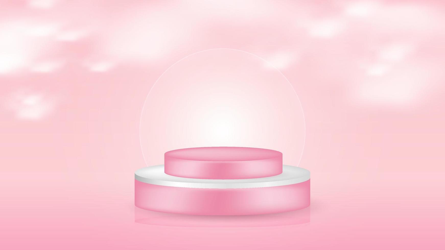 plataforma rosa de luxo com um palco. vitrine de pódio pastel realista em vetor. palco vazio de exibição de joias vetor