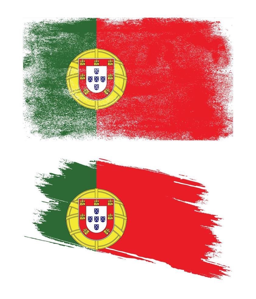 bandeira de portugal com textura grunge vetor