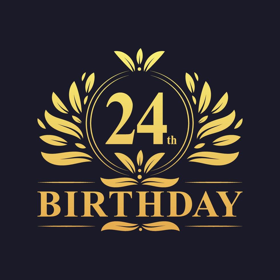 logotipo de aniversário de 24 anos de luxo, celebração de 24 anos. vetor