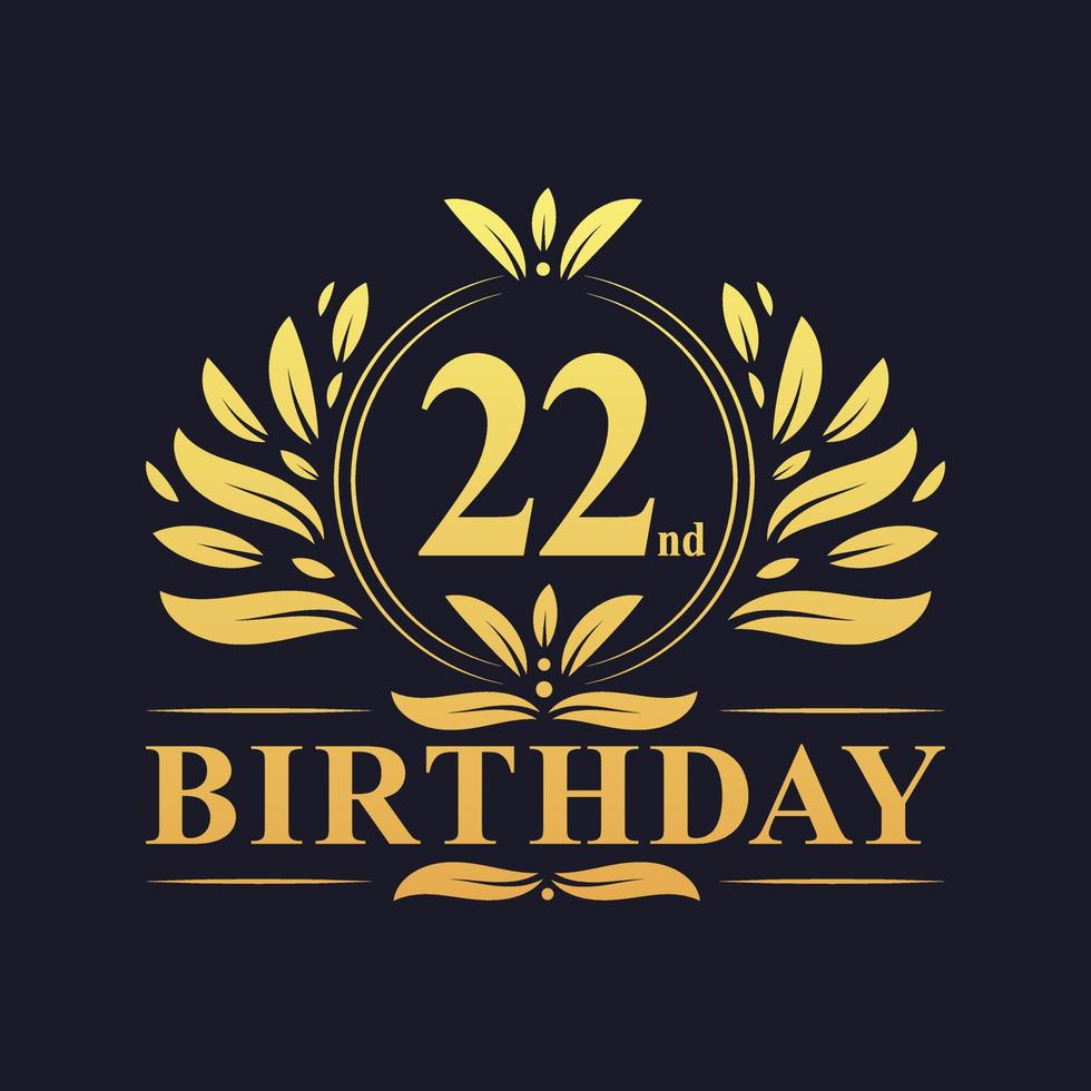 logotipo de aniversário de 22 anos de luxo, celebração de 22 anos. vetor