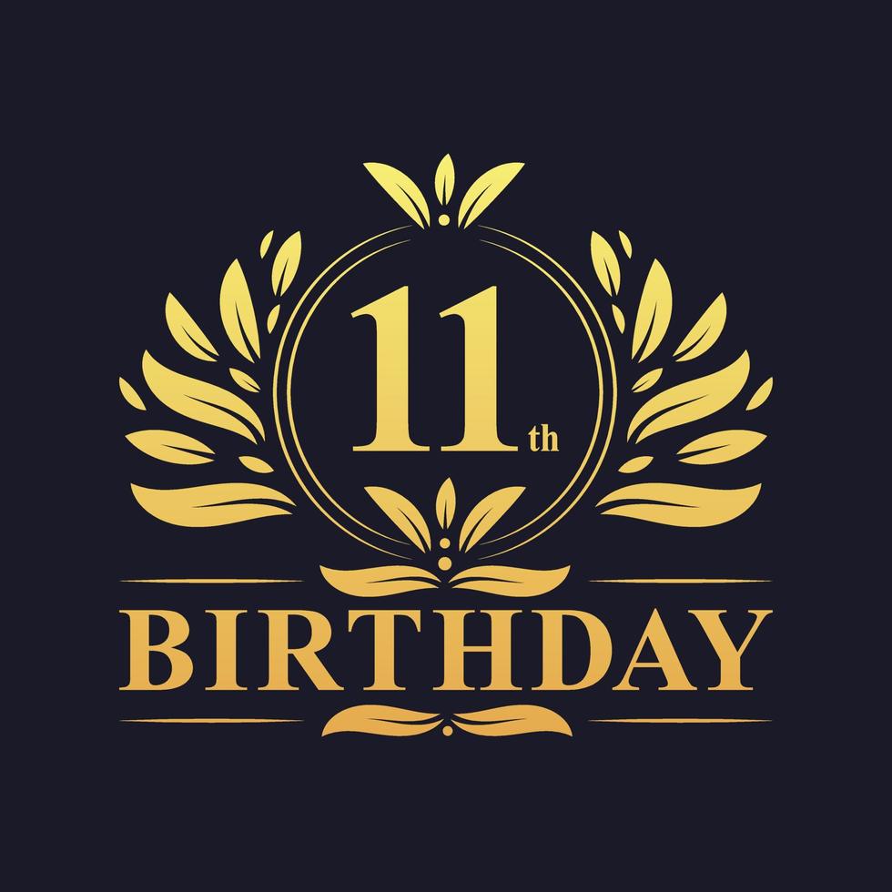 logotipo de aniversário de 11 anos de luxo, celebração de 11 anos. vetor