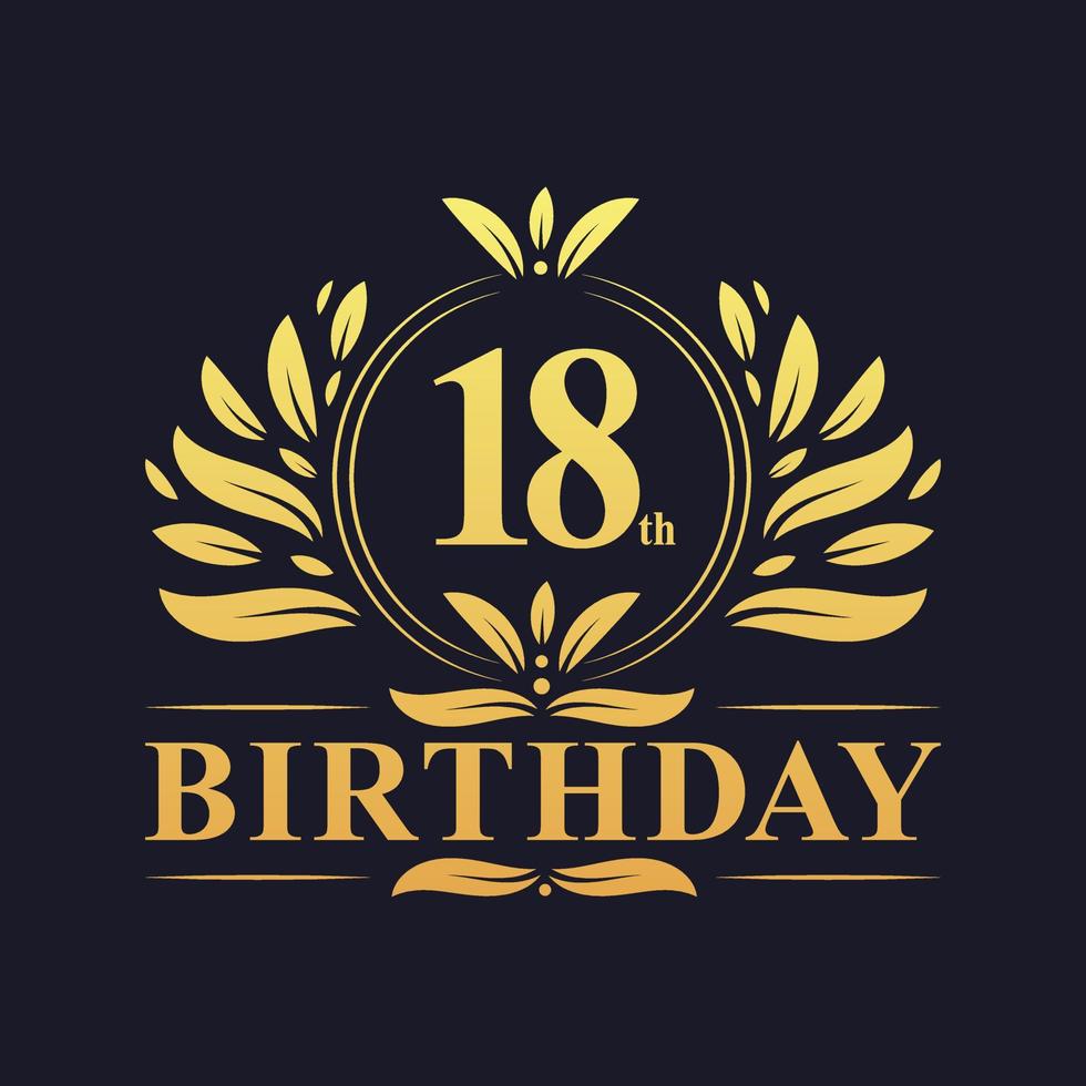 logotipo de aniversário de 18 anos de luxo, celebração de 18 anos. vetor