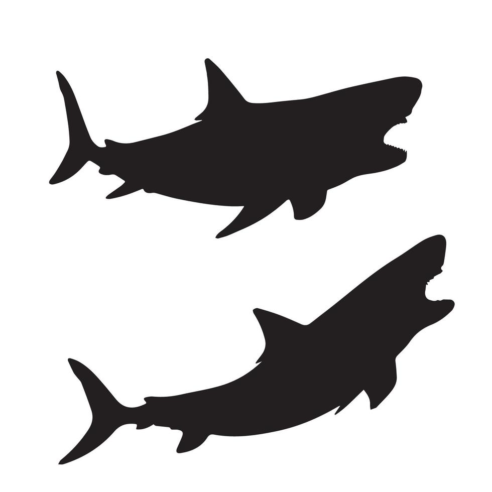arte de silhueta de tubarão vetor