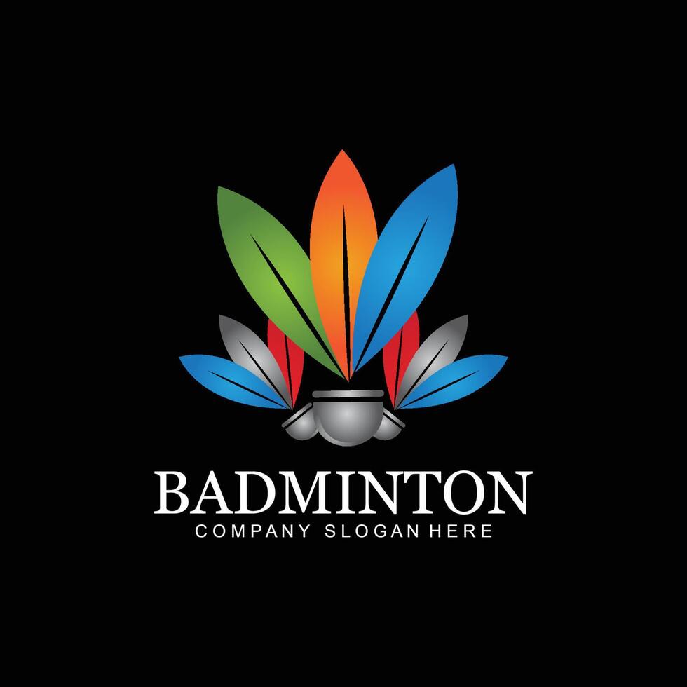 vetor de ícone de logotipo de badminton, jogador de esportes, usando raquete, conceito retrô premium