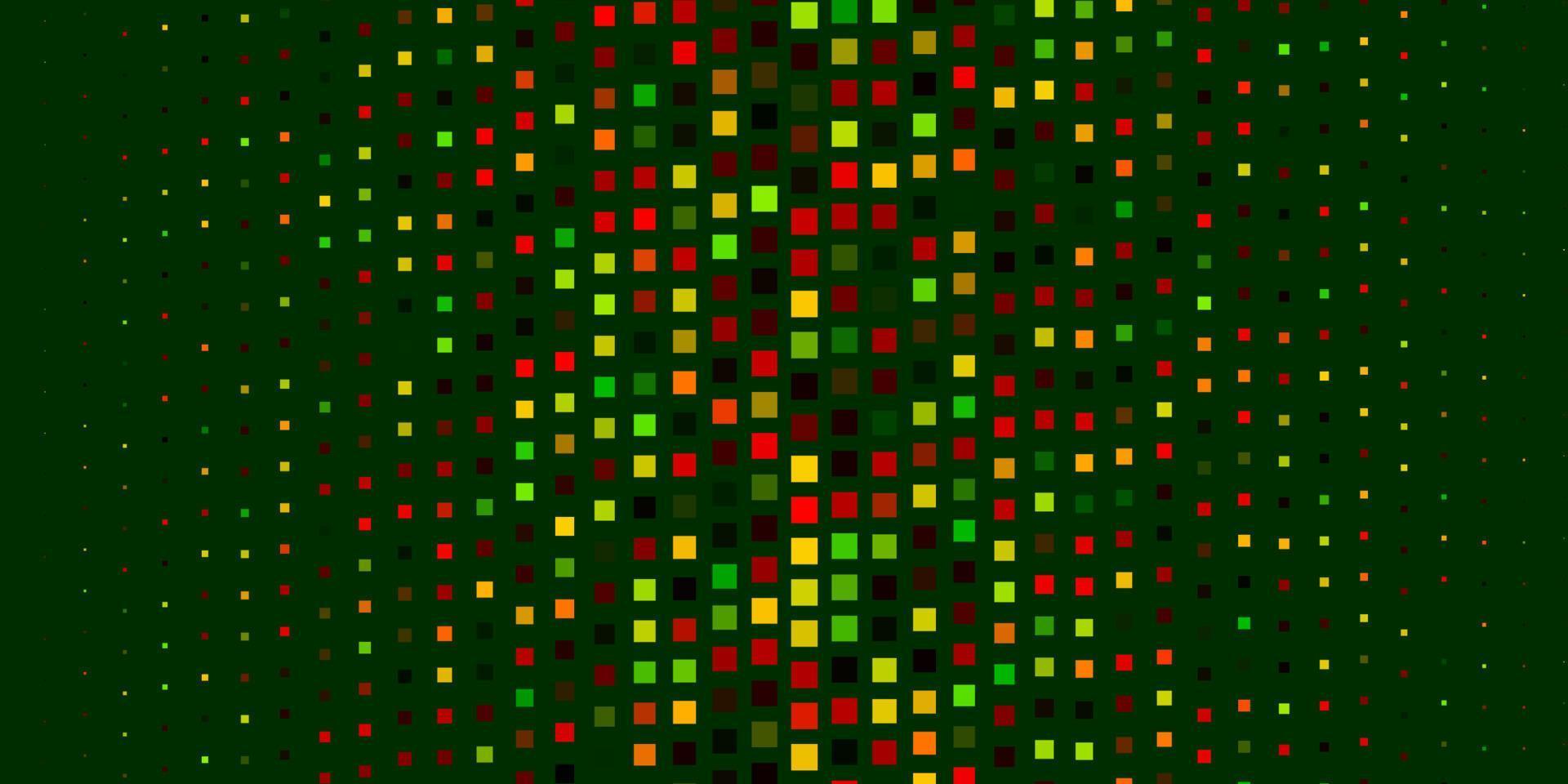 layout de vetor verde escuro e vermelho com linhas, retângulos.