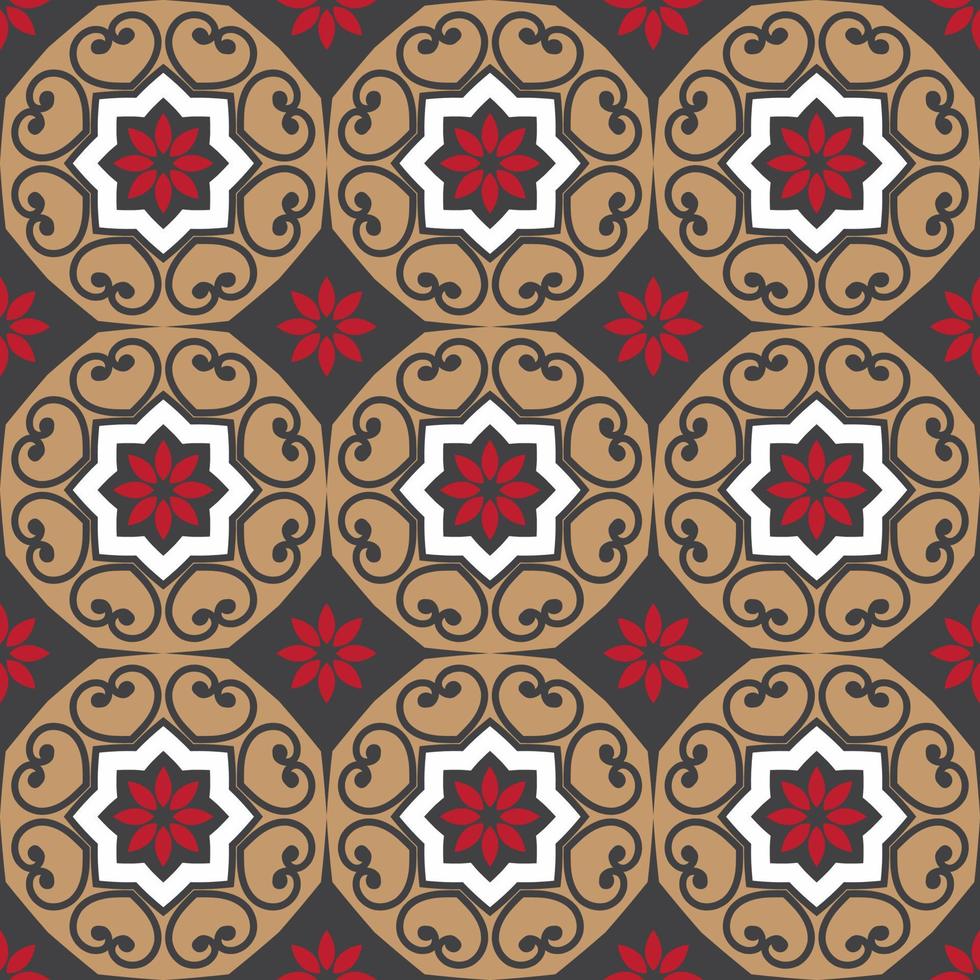 padrão de vetor sem costura vintage estilo batik realista