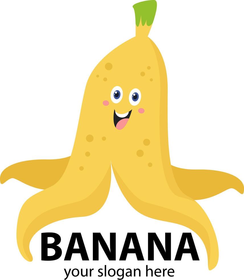 modelo de logotipo de banana descascada de polvo abstrato vetor