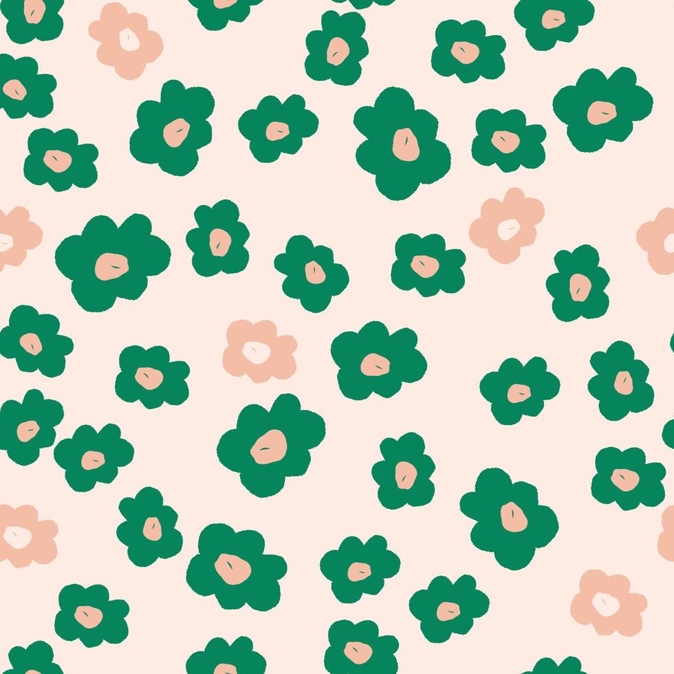 fundo de padrão de flor doodle fofo sem costura, cartão de felicitações vetor
