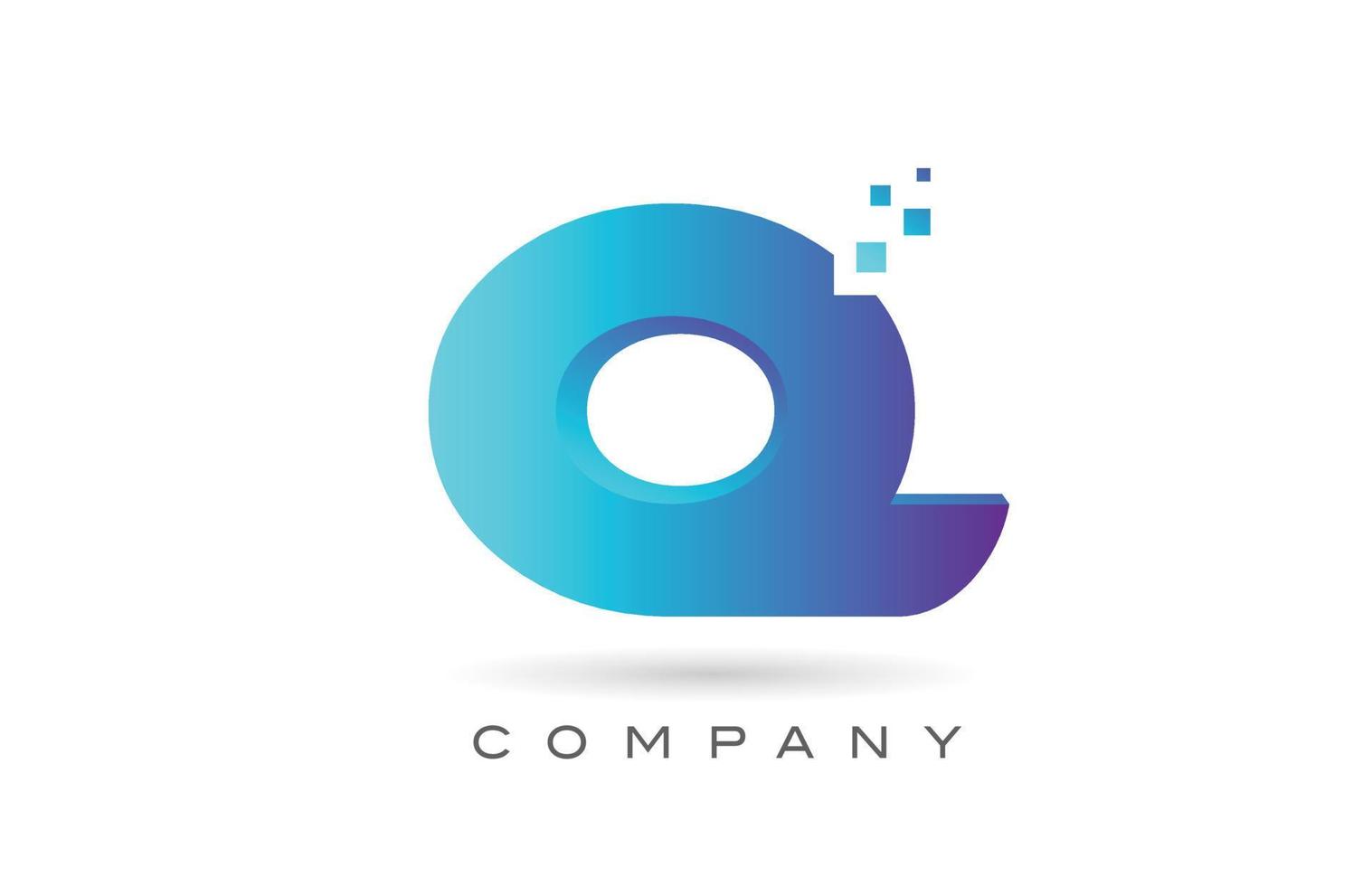 q design de logotipo de letra do alfabeto de ponto azul. modelo de ícone criativo para empresa e negócios vetor