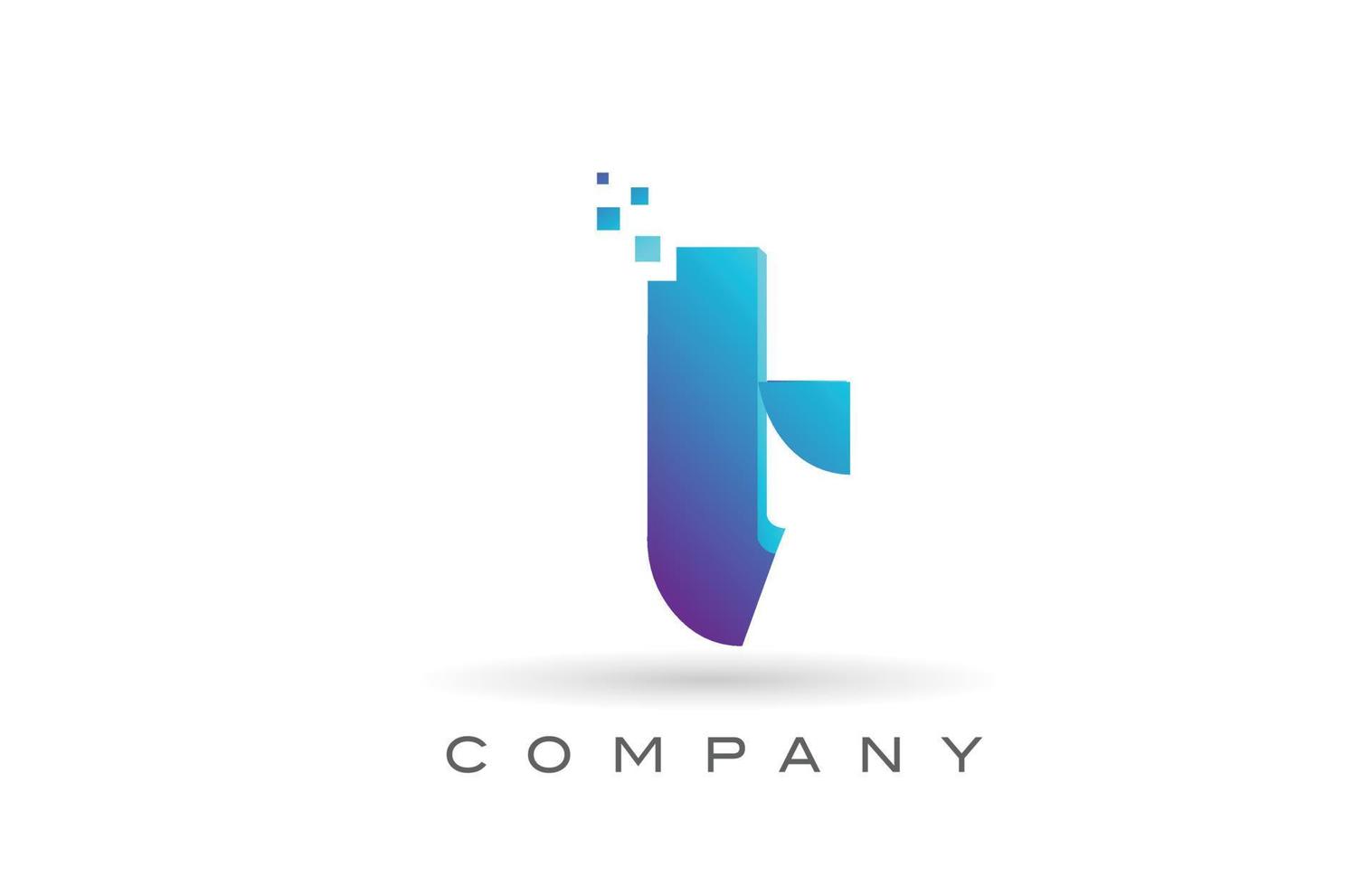 t design de ícone do logotipo da letra do alfabeto com ponto azul. modelo criativo para empresa e negócios vetor