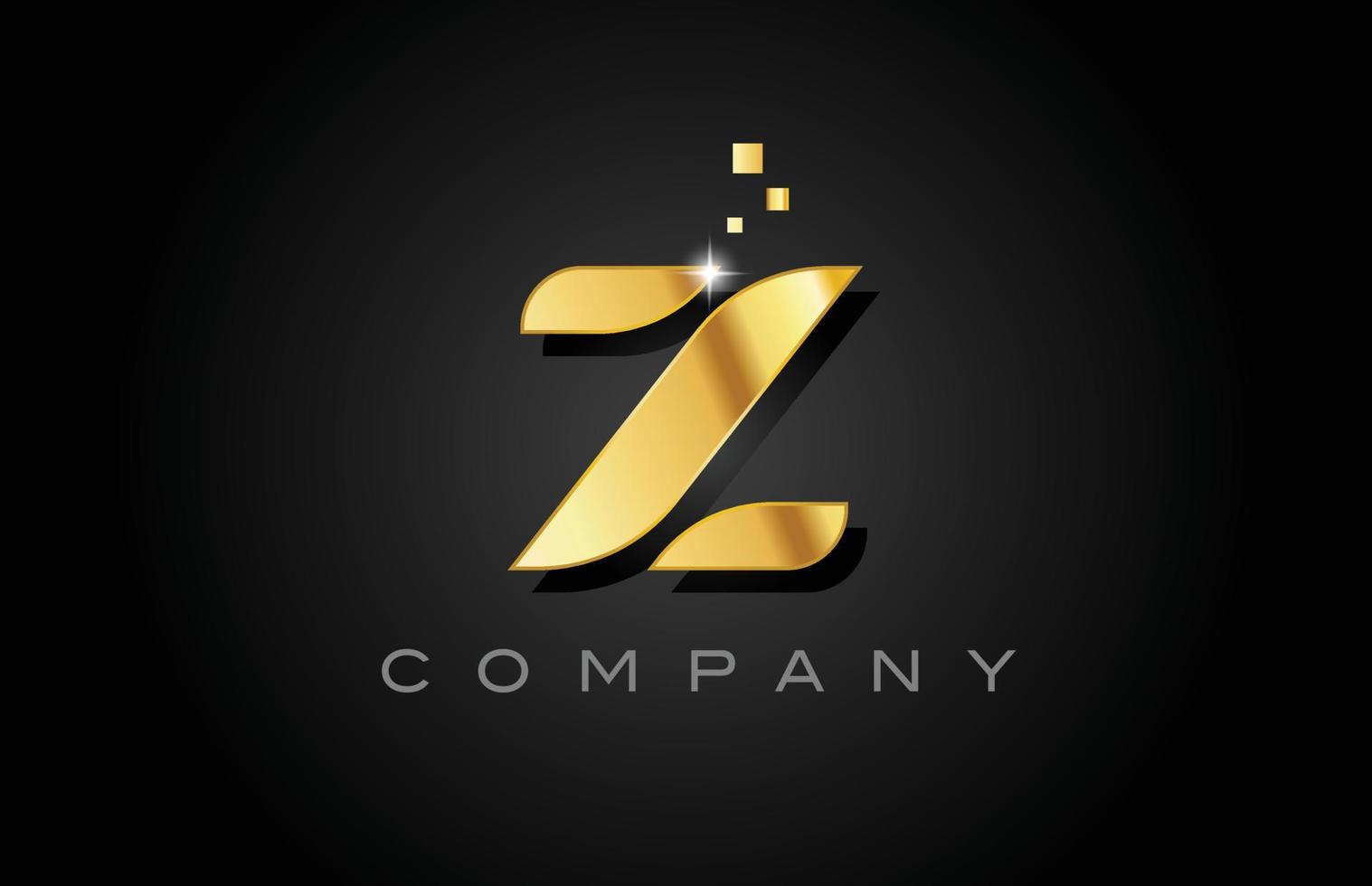 design de ícone do logotipo da letra do alfabeto ouro z metal. modelo criativo para empresa com pontos vetor