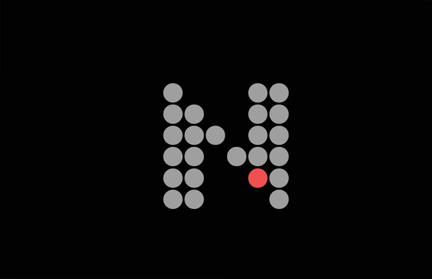 n pontilhado design de logotipo de ícone de letra do alfabeto cinza vermelho. modelo criativo para negócios e empresa com ponto vetor