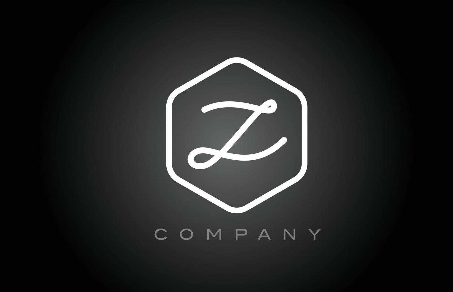 design de ícone do logotipo da letra do alfabeto z preto e branco do hexágono. modelo criativo para empresa e negócios vetor