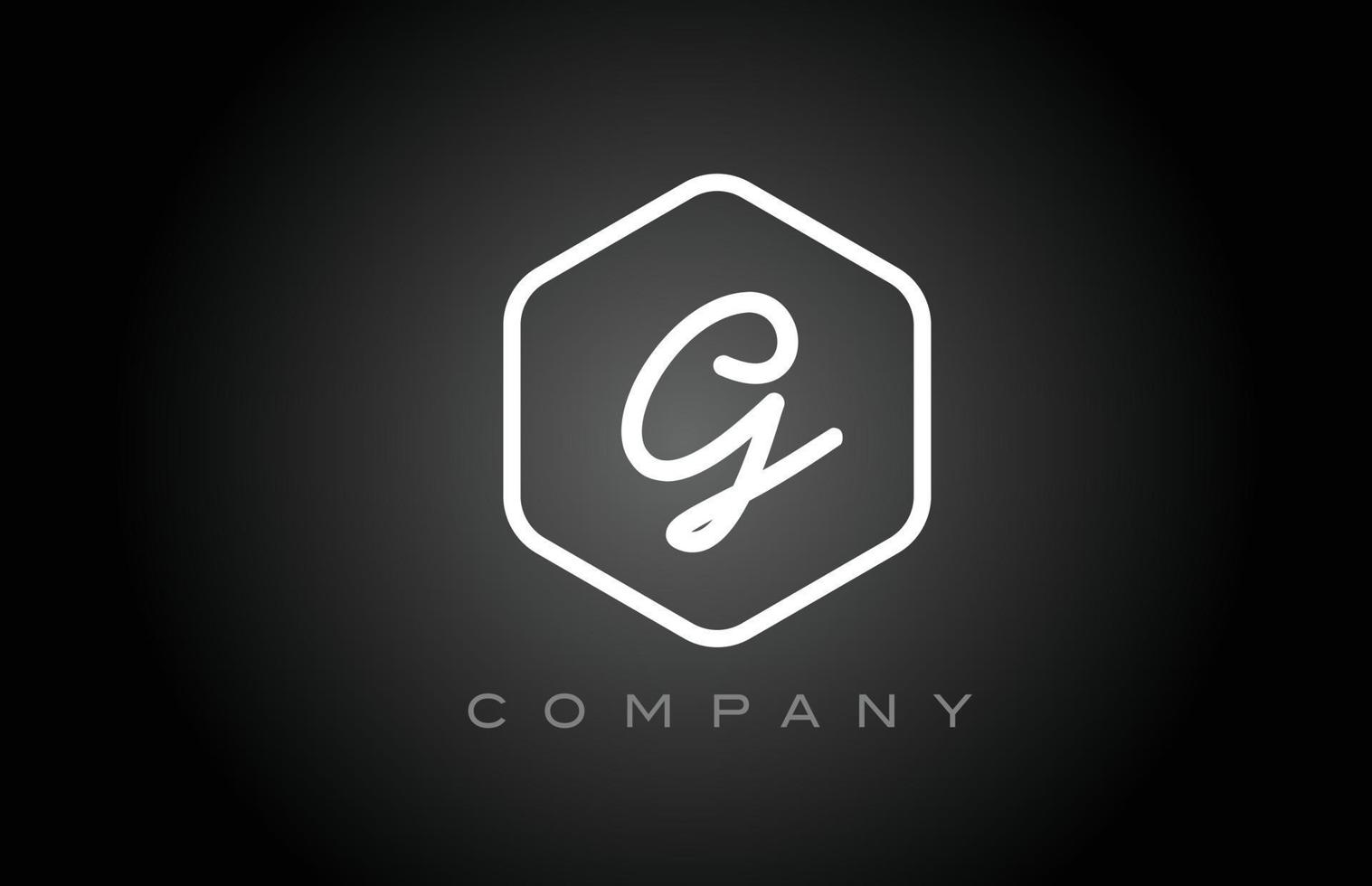 design de ícone do logotipo da letra do alfabeto g preto e branco do hexágono. modelo criativo para empresa e negócios vetor